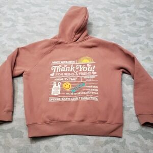 Dandy Worldwide Sweatshirt Womens Small Purple Pullover Hoodie Embroidered